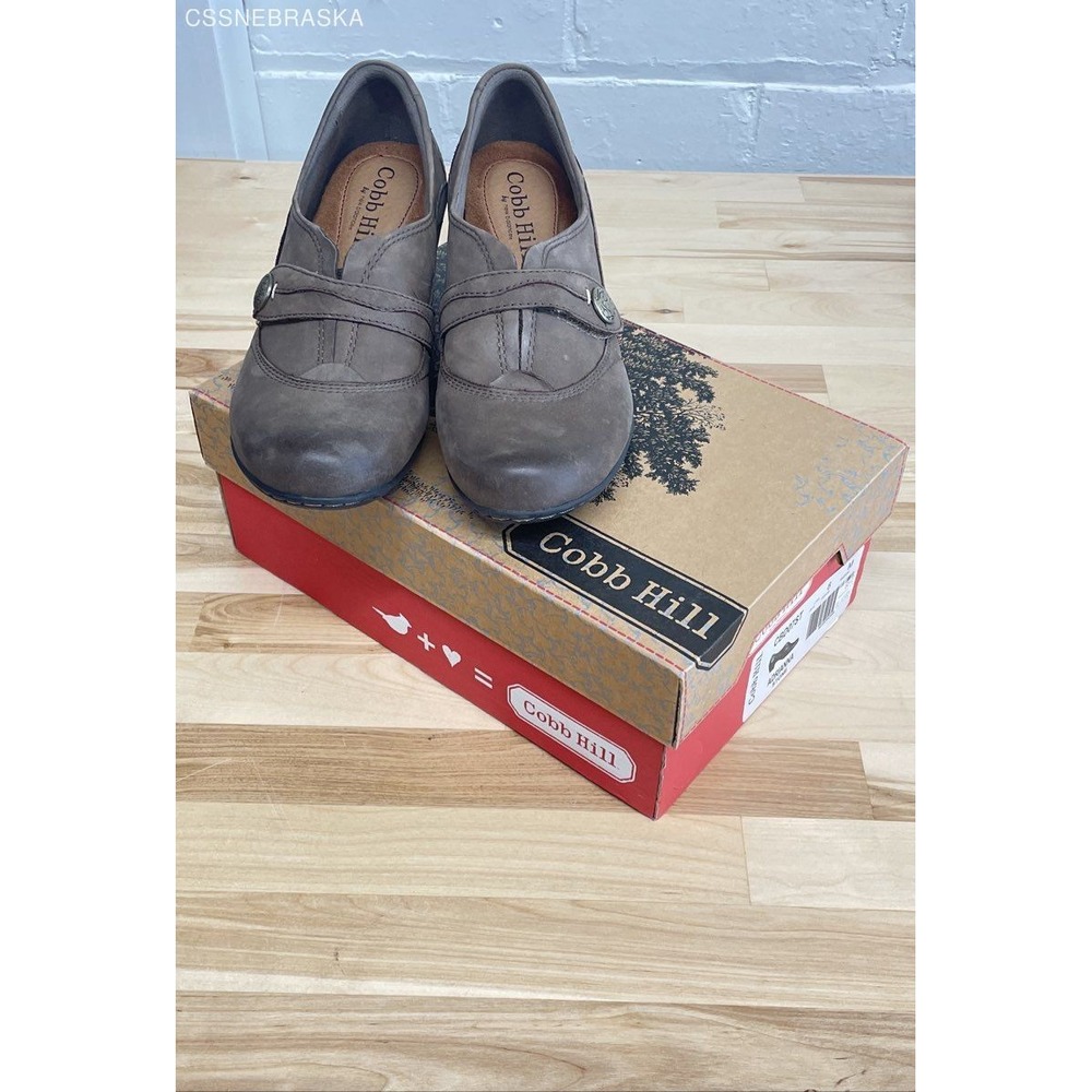 COBB HILL Stone Adrianna Women's Slip-on Brown Leather Strap Heels - Size 8